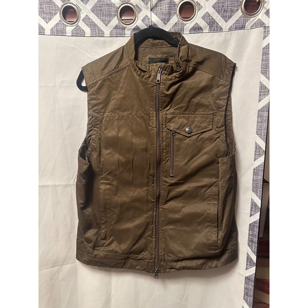 Brothers and Sons Men's Solid Baby Twill CC Zip-Front Vest In Brown Size Medium